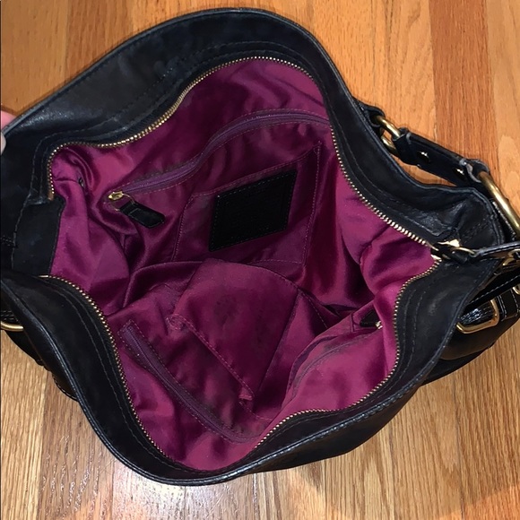 Rare Vintage COACH XXL black leather luxury travel purse bag buckle silk lining - Picture 4 of 6